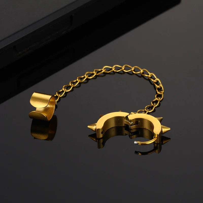 Punk Tassel Clip Earrings | Unisex Hip Hop Chain Hoop Ear Cuffs