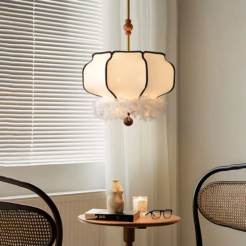 DecorBites™ French Vintage Fabric Chandelier Pendant Lamp - LED Hanging Light for Home and Restaurant