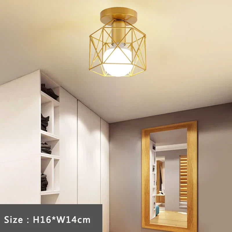 DecorBites™ Iron Cage Retro Ceiling Lamp for Home Lighting