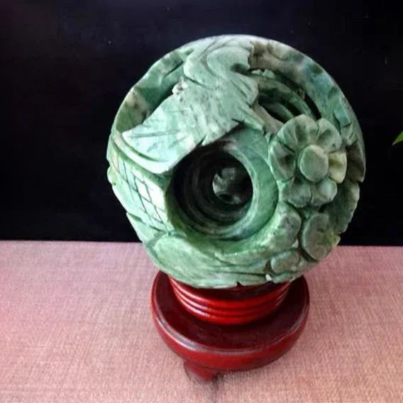 DecorBites™ Jade & Stone Dragon Phoenix Ball Set Feng Shui Decor