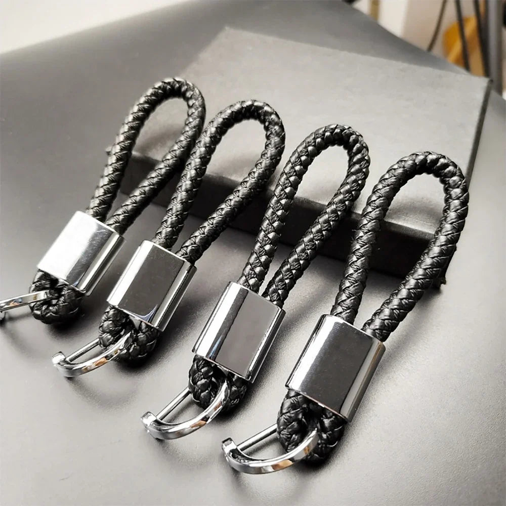 Hand-woven Leather Car Key Ring | Premium Rope Keychain for Men and Women