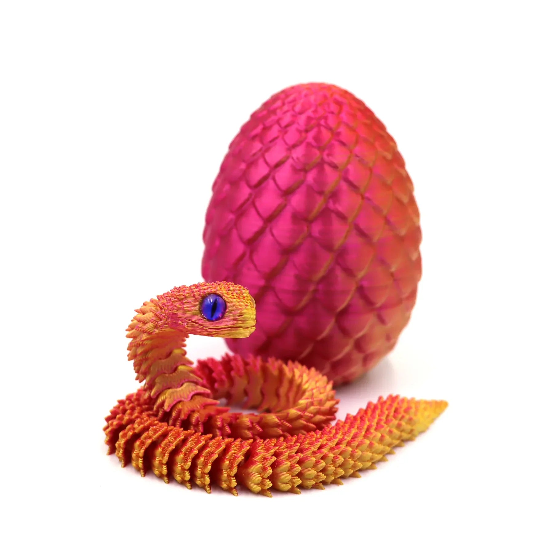 Articulated 3D Printed Snake with Egg | Desktop Decor Fidget Toy