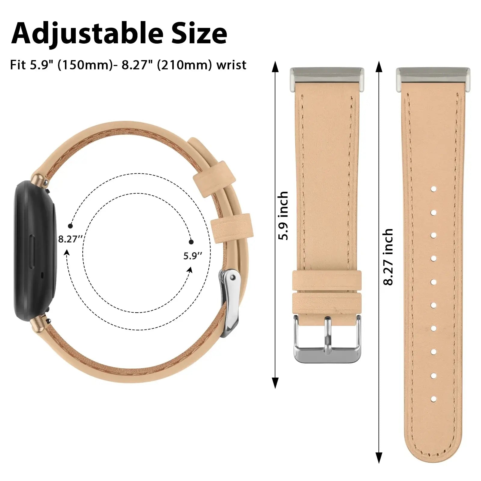 Fitbit Versa & Sense Leather Band - Stylish Durable Design