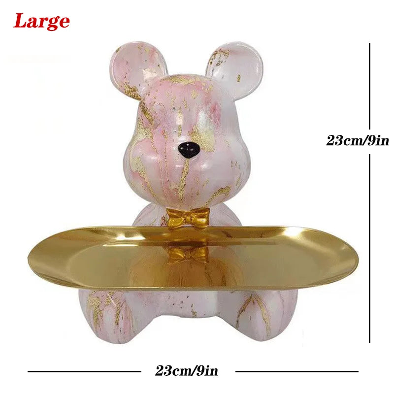 DecorBites™ Graffiti Bear Figurine: Modern Animal Statue & Key Storage Shelf