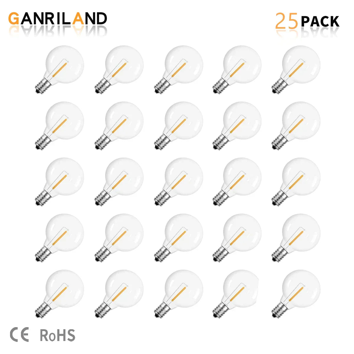 DecorBites™ G40 1W PET LED Bulbs - E12 Screw Base Shatterproof Globe Bulbs - Outdoor String Lights