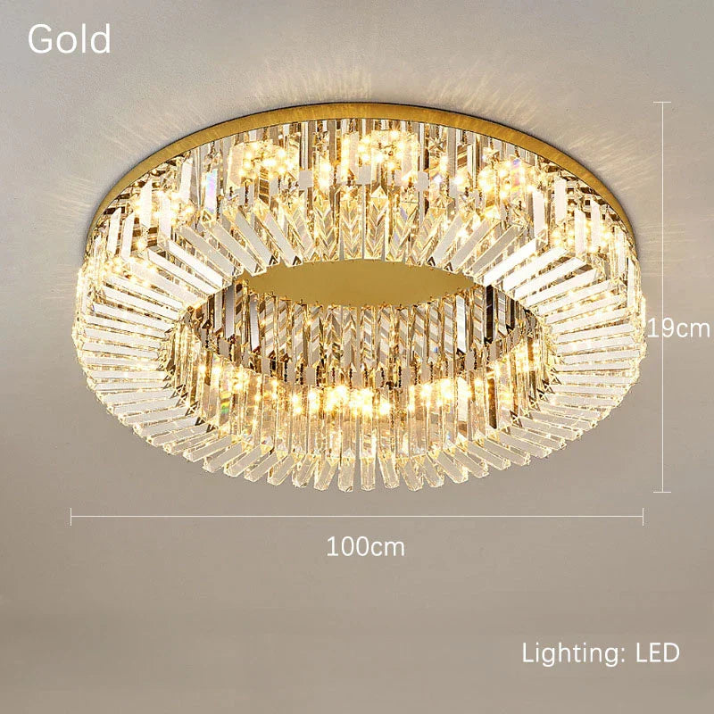 DecorBites™ Crystal Gold LED Ring Ceiling Light - Modern Luxury Home Lighting