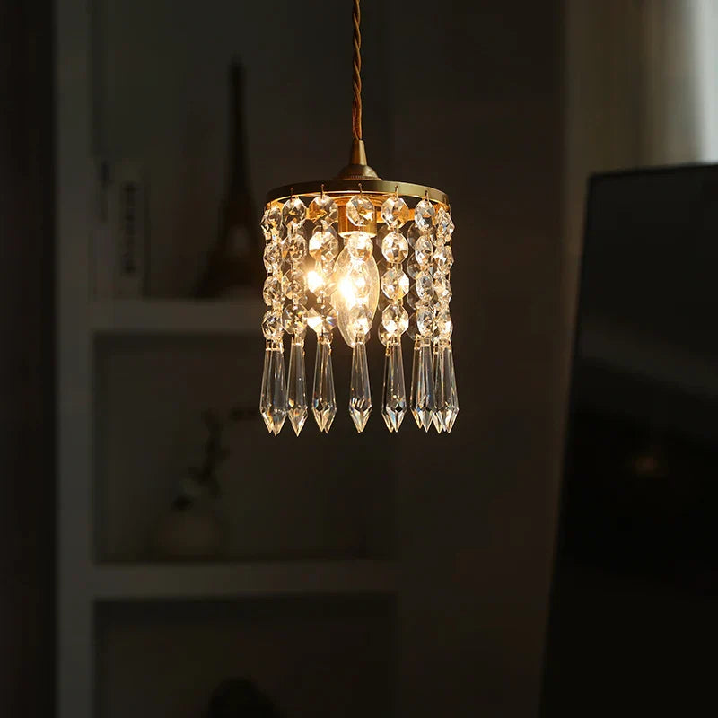 DecorBites™ Crystal Brass LED Pendant Light: Modern Nordic Style, Adjustable Wire, E14 Fixture
