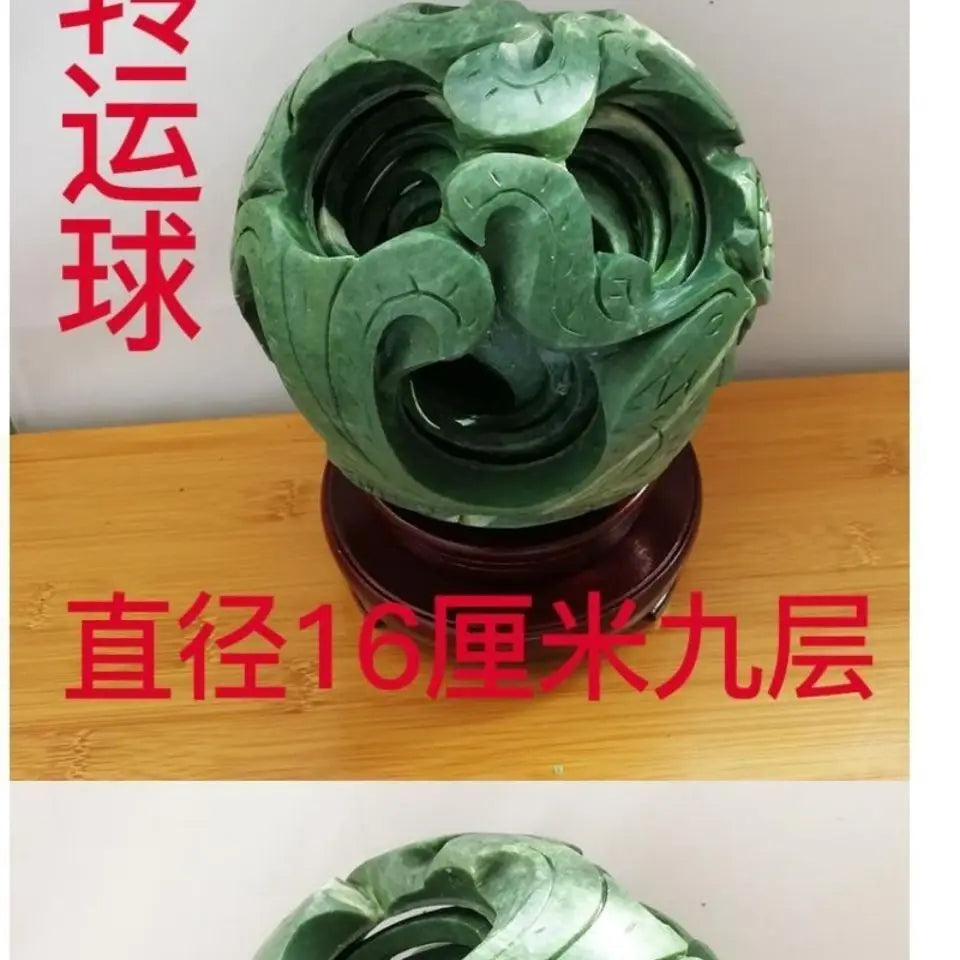 DecorBites™ Jade & Stone Dragon Phoenix Ball Set Feng Shui Decor