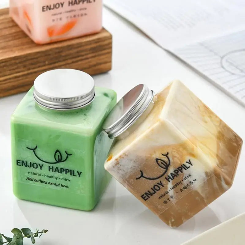 Plastic Disposable Square Bottle 500ML 650ML | Leakproof Juice, Milk Tea & Yogurt Container for Home and Commercial Use