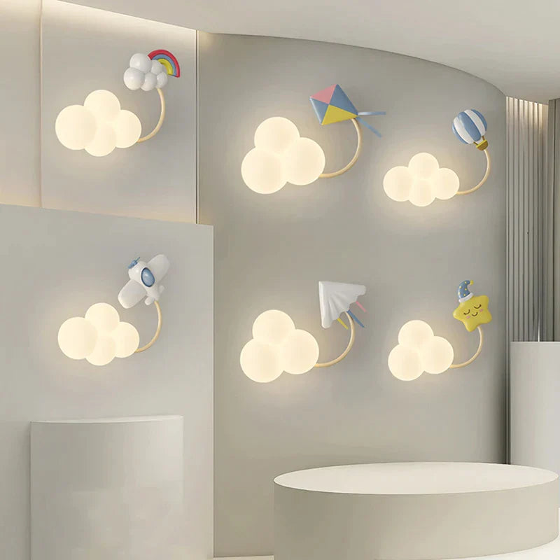 DecorBites™ Kids Airplane Wall Light with Rainbow Kite Design