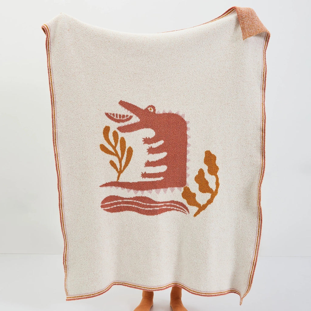 DecorBites™ Kawaii Crocodile Pattern Throw Blanket
