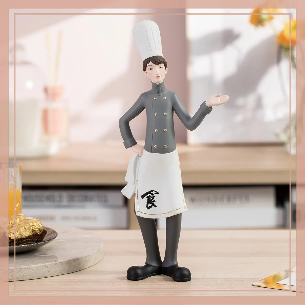 DecorBites™ Creative Chef Wine Rack Sculpture Cup Holder Wine Cabinet Bar Accessories