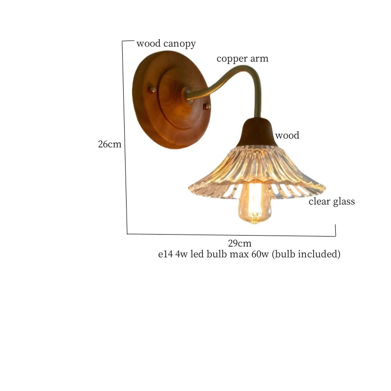 DecorBites™ French Vintage Copper Glass LED Wall Sconce for Bedroom Living Room Mirror