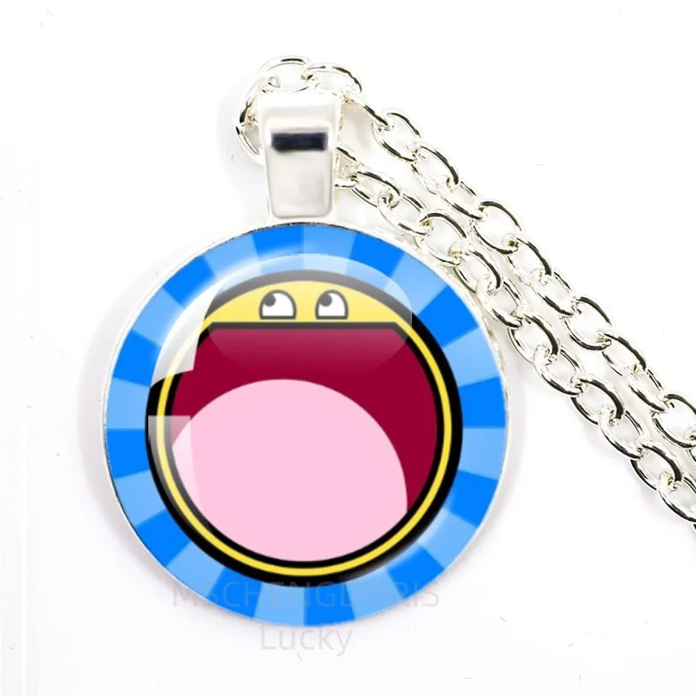 Funny Meme Cartoon Glass Pendant Necklace | Unisex Party Jewelry Gift
