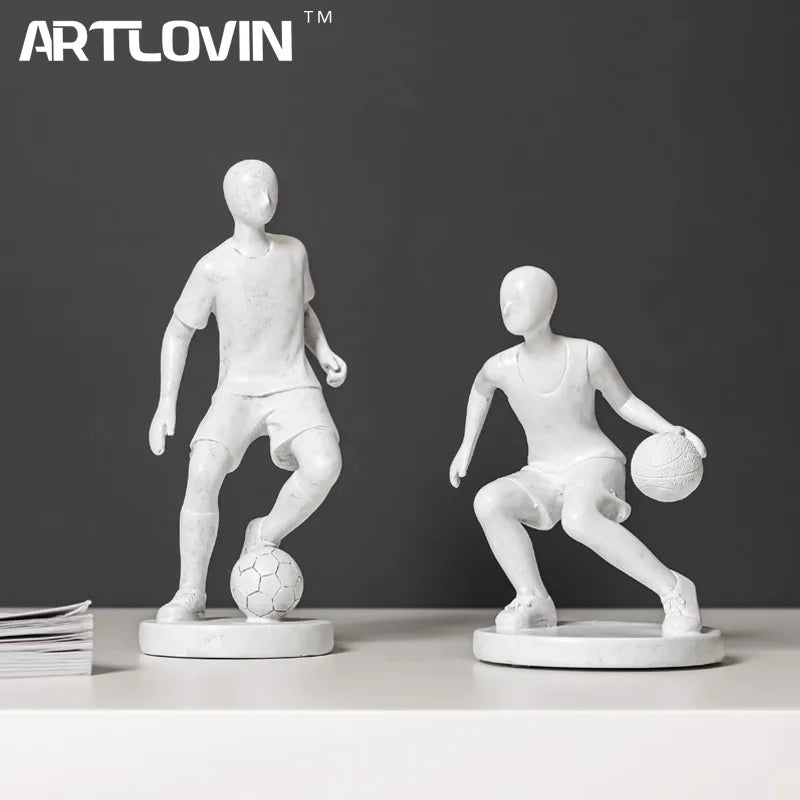 DecorBites™ Abstract Sports Player Sculpture Set Grey/White Figurines Home Decor