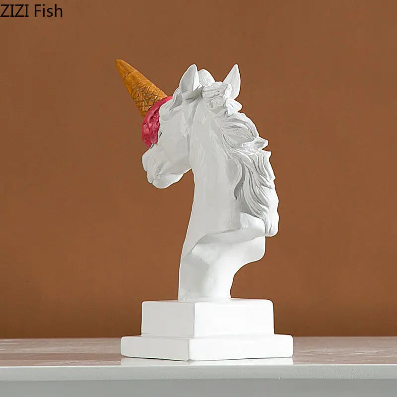 DecorBites™ Ice Cream Horsehead Statue for Modern Home Decor