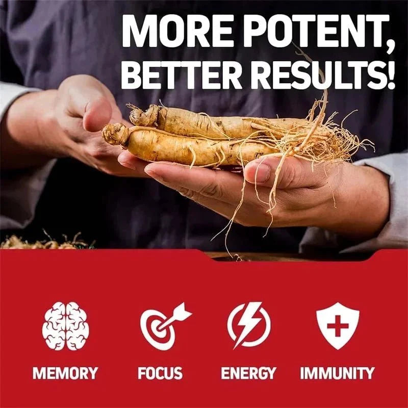Korean Red Panax Ginseng Capsules - Increases Energy, Mood, Stamina & Performance Supports Mental Health
