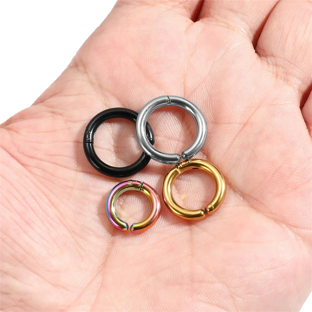 6 Pairs Stainless Steel Clip On Earrings for Women Men | Non Piercing Round Hoop Ear Cuffs