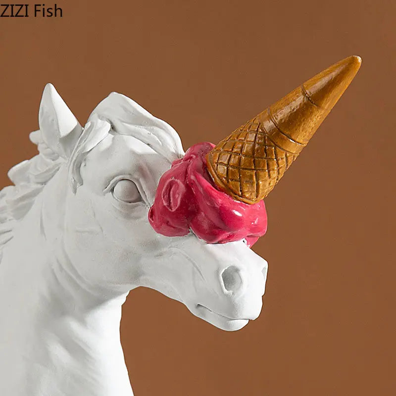 DecorBites™ Ice Cream Horsehead Statue for Modern Home Decor