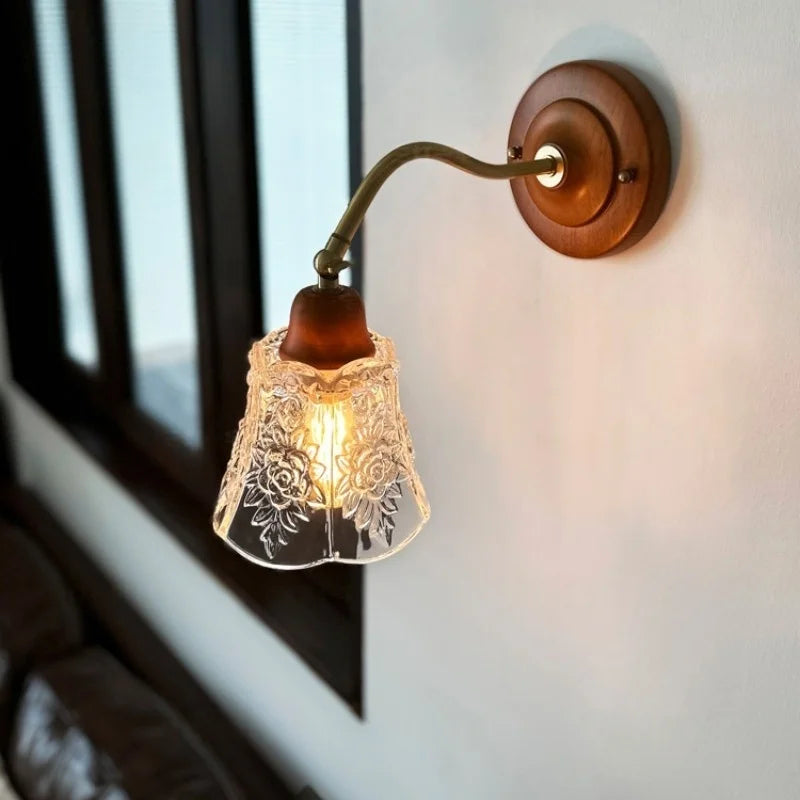 DecorBites™ French Vintage Copper Glass LED Wall Sconce for Bedroom Living Room Mirror