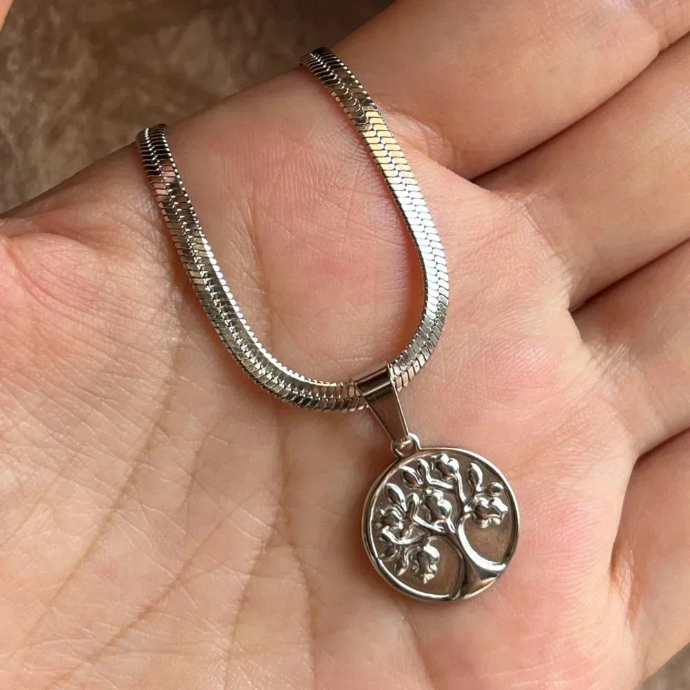 Tree of Life Pendant Necklace | Stainless Steel Family Tree Jewelry for Men and Women
