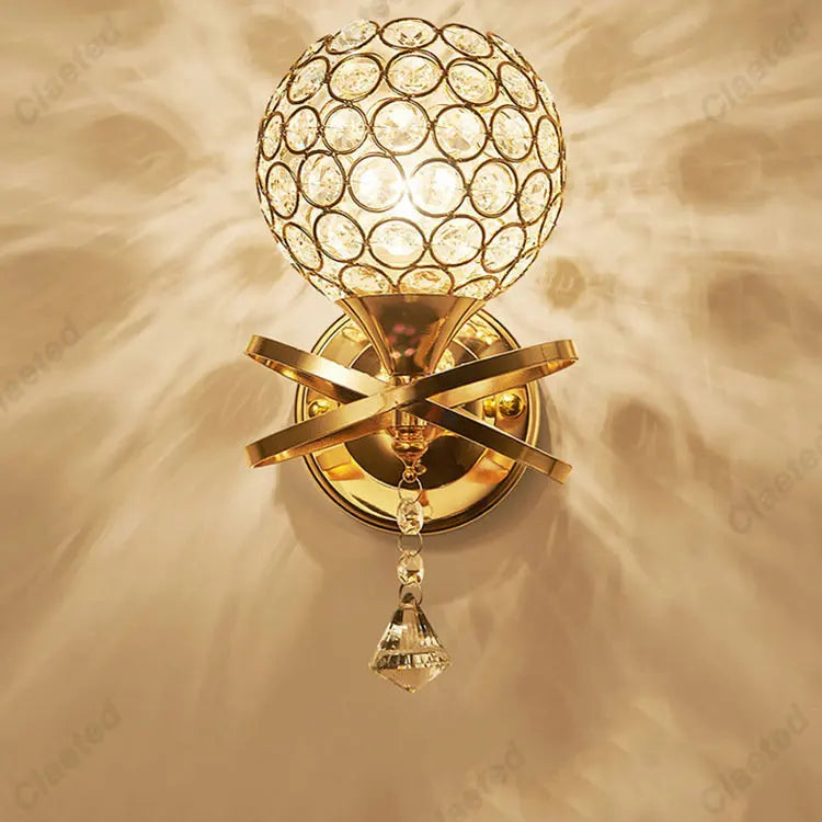 DecorBites™ Crystal Wall Light: Elegant Bedroom Bedside Lamp E27 Sconce, European Design
