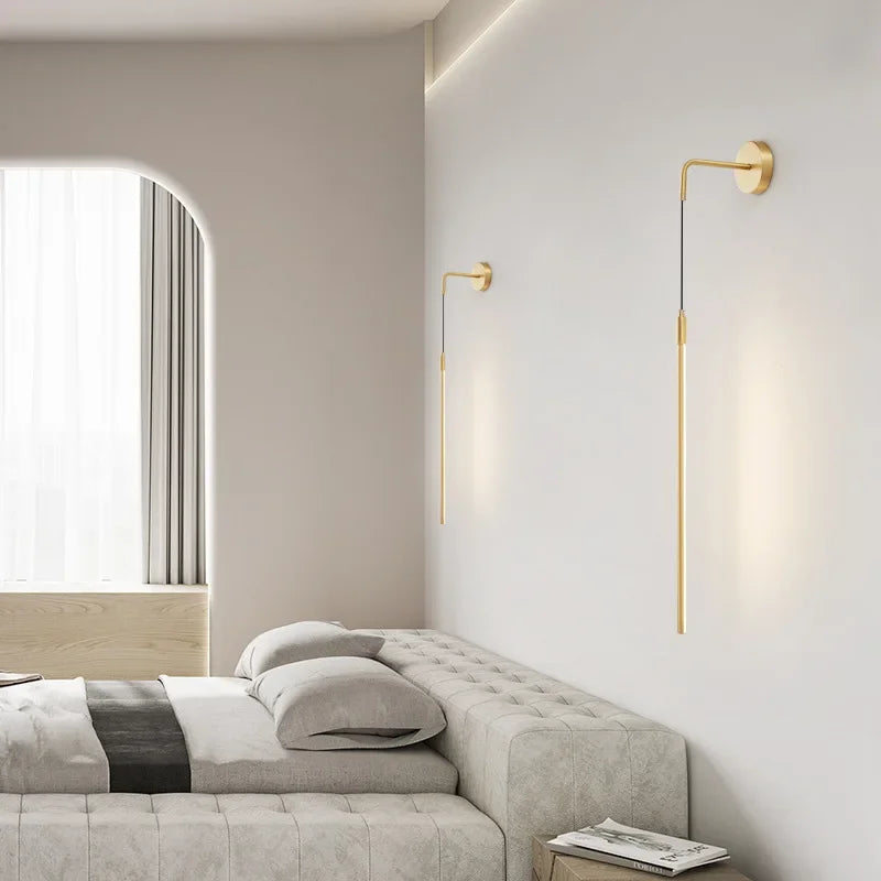 DecorBites™ Copper Wall Lamp: Modern Minimalist Bedroom Stairway Light