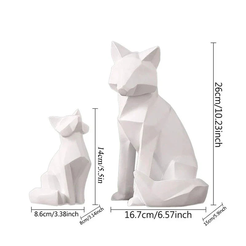 DecorBites™ Geometric Fox Sculpture Modern Home Decor Abstract Ornaments Statues