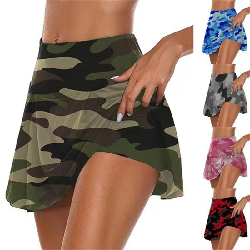 Tennis for Women Dance Fitness Solid Sports Skirts Women Tennis Running Skort Active Athletic Yoga Fitness Skirt Short