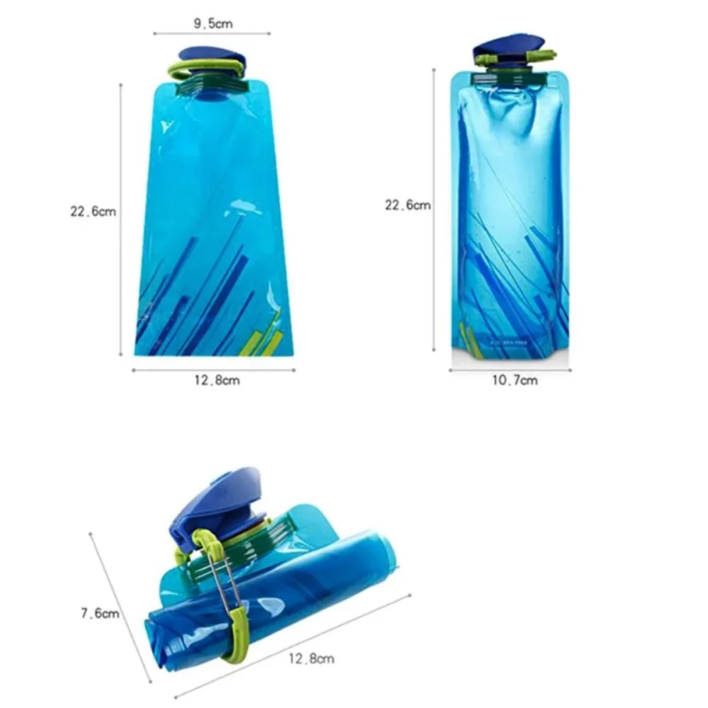 Foldable Water Bottle | Reusable Travel Water Bottle with Carabiner Clip for Hiking, Camping, and Outdoor Adventures