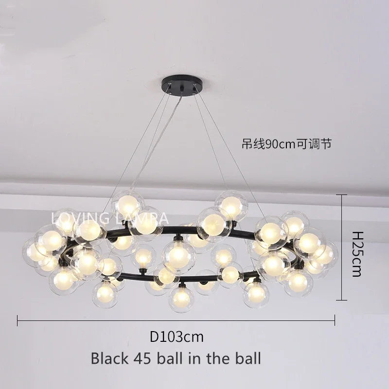 DecorBites™ Glass Ball LED Chandelier Pendant Lamp, Modern Round Design for Home Decor Lighting