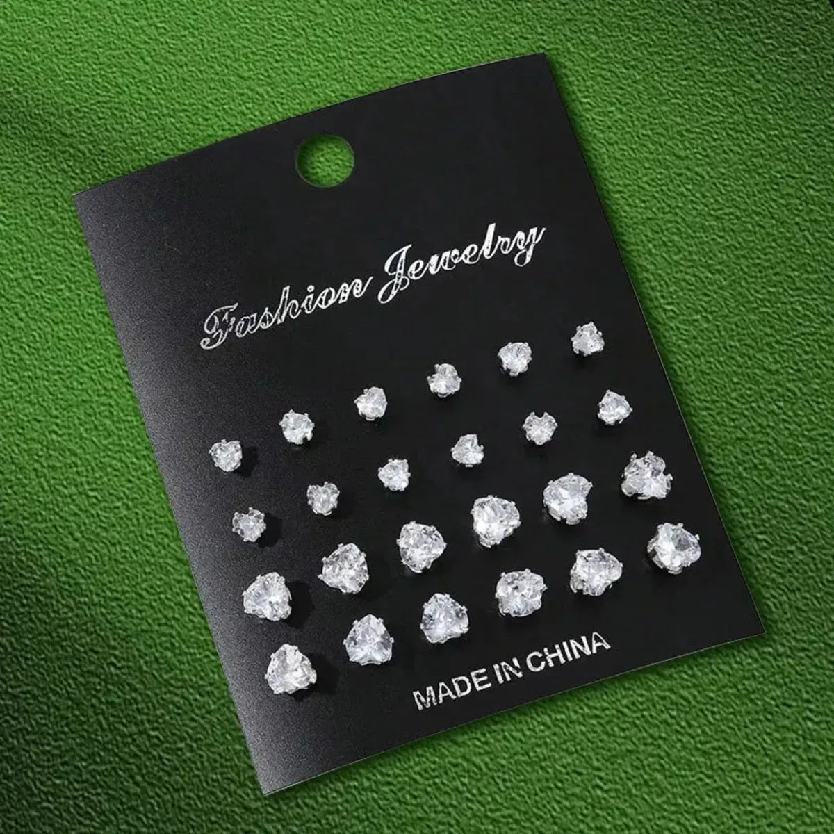 12 Pairs Stainless Steel Stud Earrings Set for Women Men | Zircon Bud Jewelry Gift Set