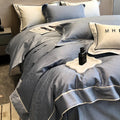 DecorBites™ Jacquard Satin & Egyptian Cotton Patchwork Bedding Set - 4pcs