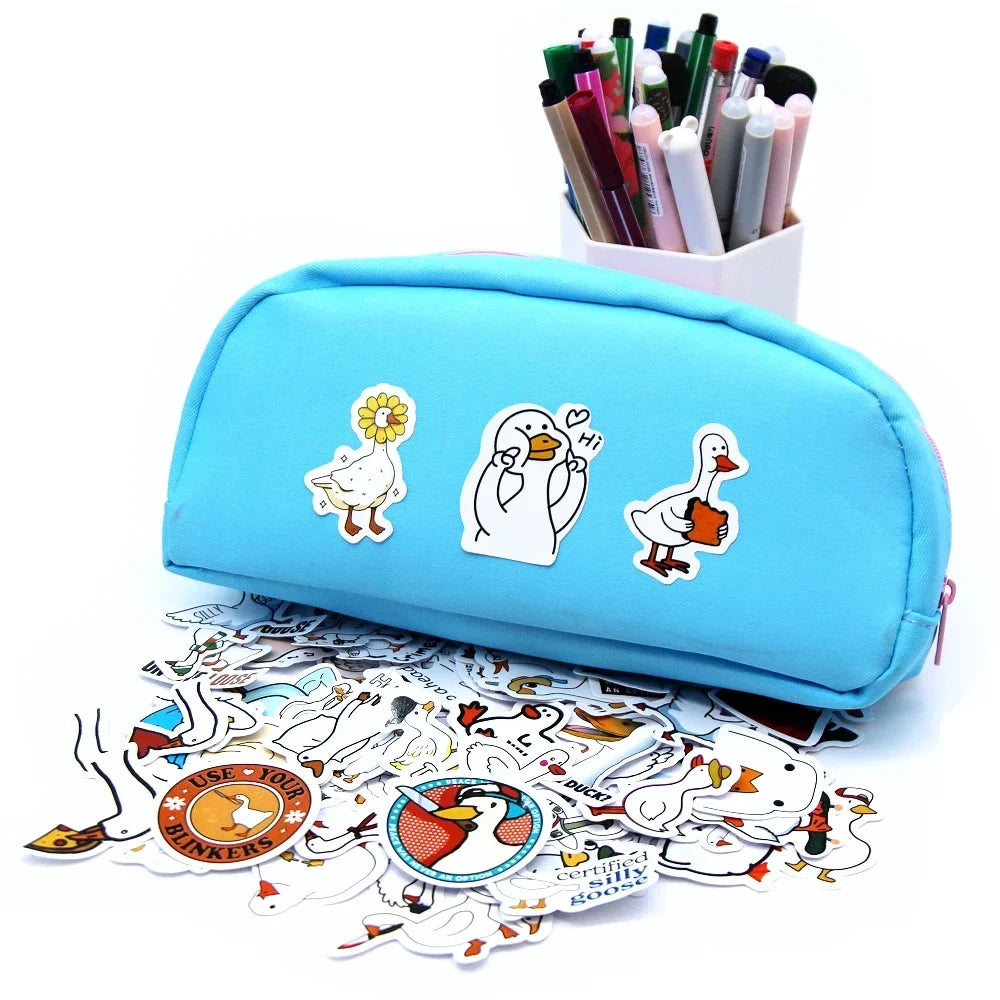 Kawaii Call Duck Stickers 10/50/100pcs | Cute Cartoon Decals for Kids DIY Laptop Scrapbook Stationery