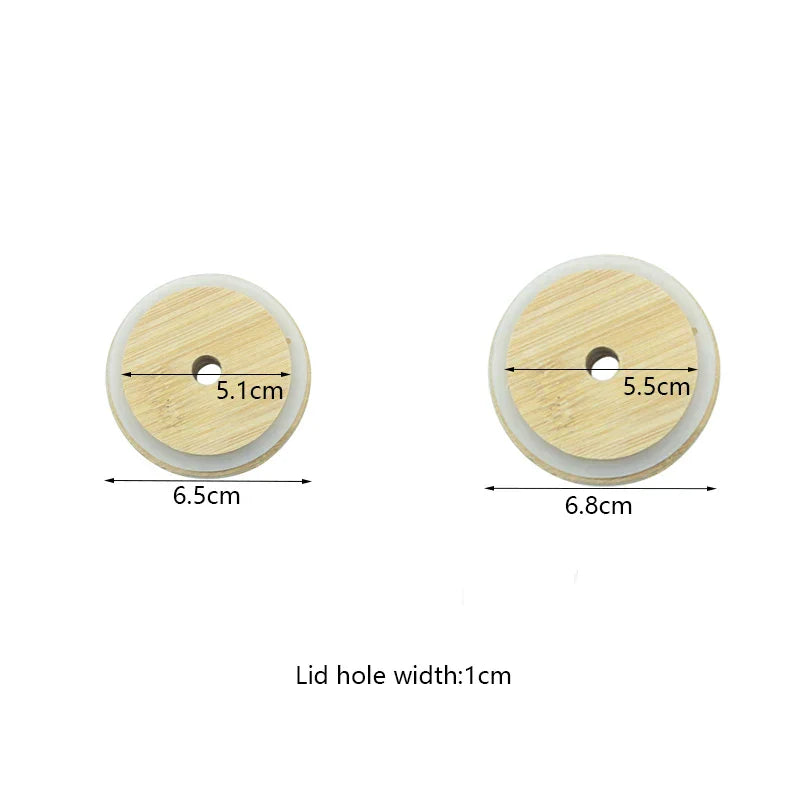 DecorBites™ Bamboo Lid for Glass Cup with Straw Hole - Durable Drinkware Accessory