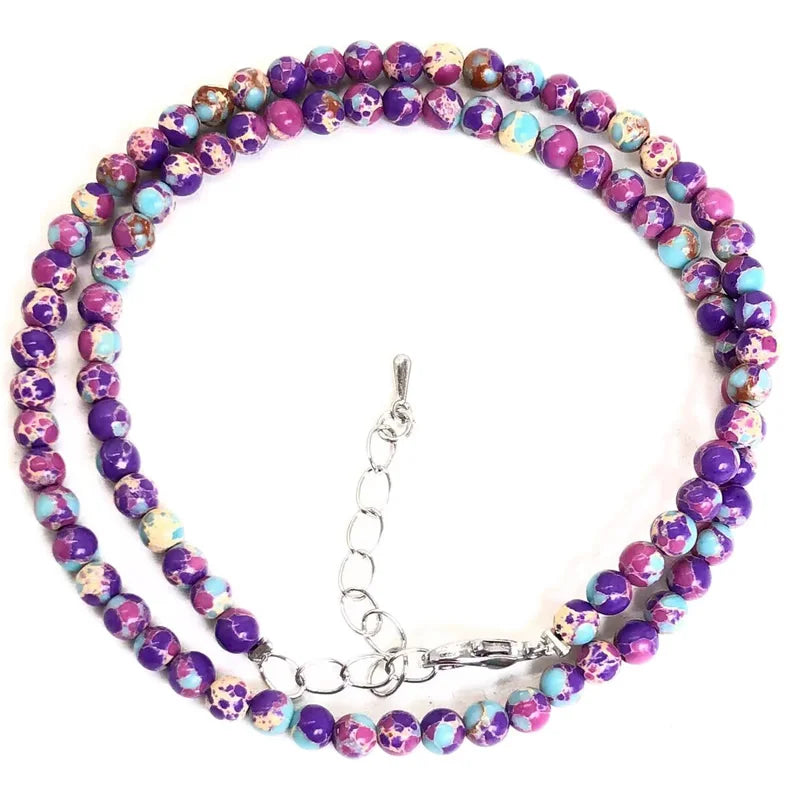 Natural Stone Bead Adjustable Necklace | Agate Opal Tigers Eye Quartz Crystal Jewelry