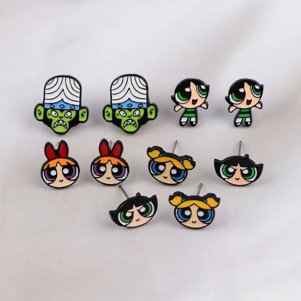 Cartoon Animal Stud Earrings | Cute Stainless Steel Pierced Jewelry for Women