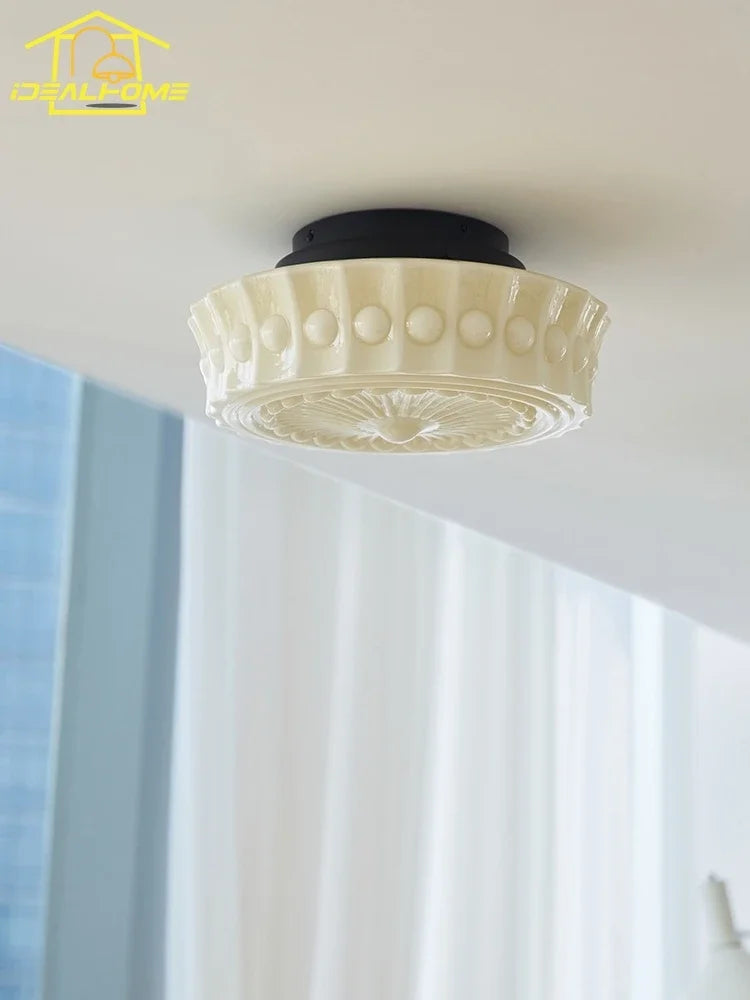 DecorBites™ Cream Glass LED Ceiling Light Retro Medieval Style Home Decor