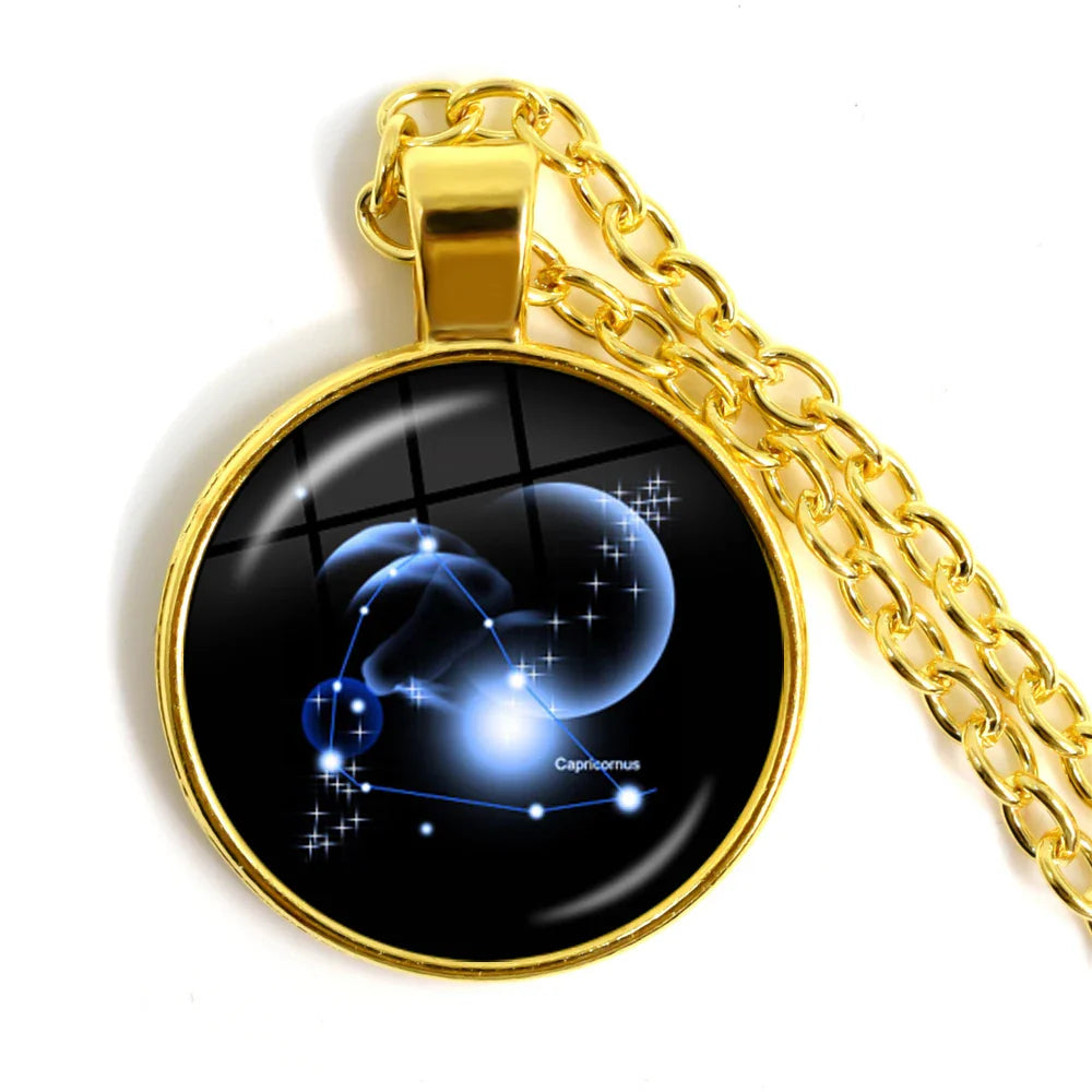 Zodiac Necklace Silver Plated | 12 Constellation Pendant Jewelry