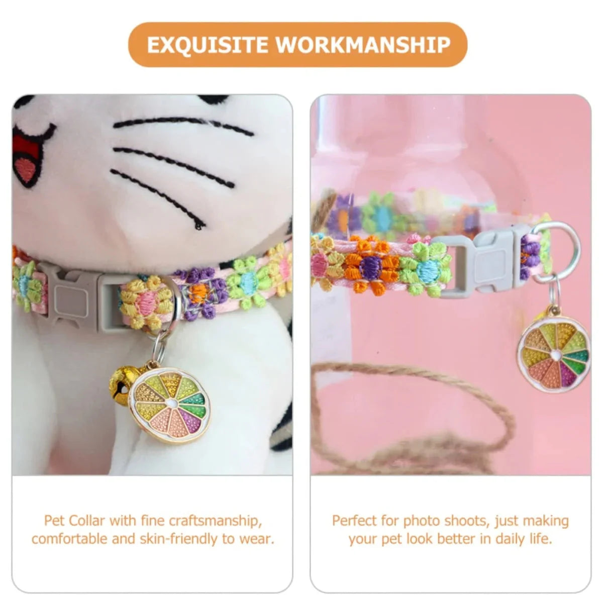 Colorful Pet Collar with Bell – Adjustable for Cats & Small Dogs