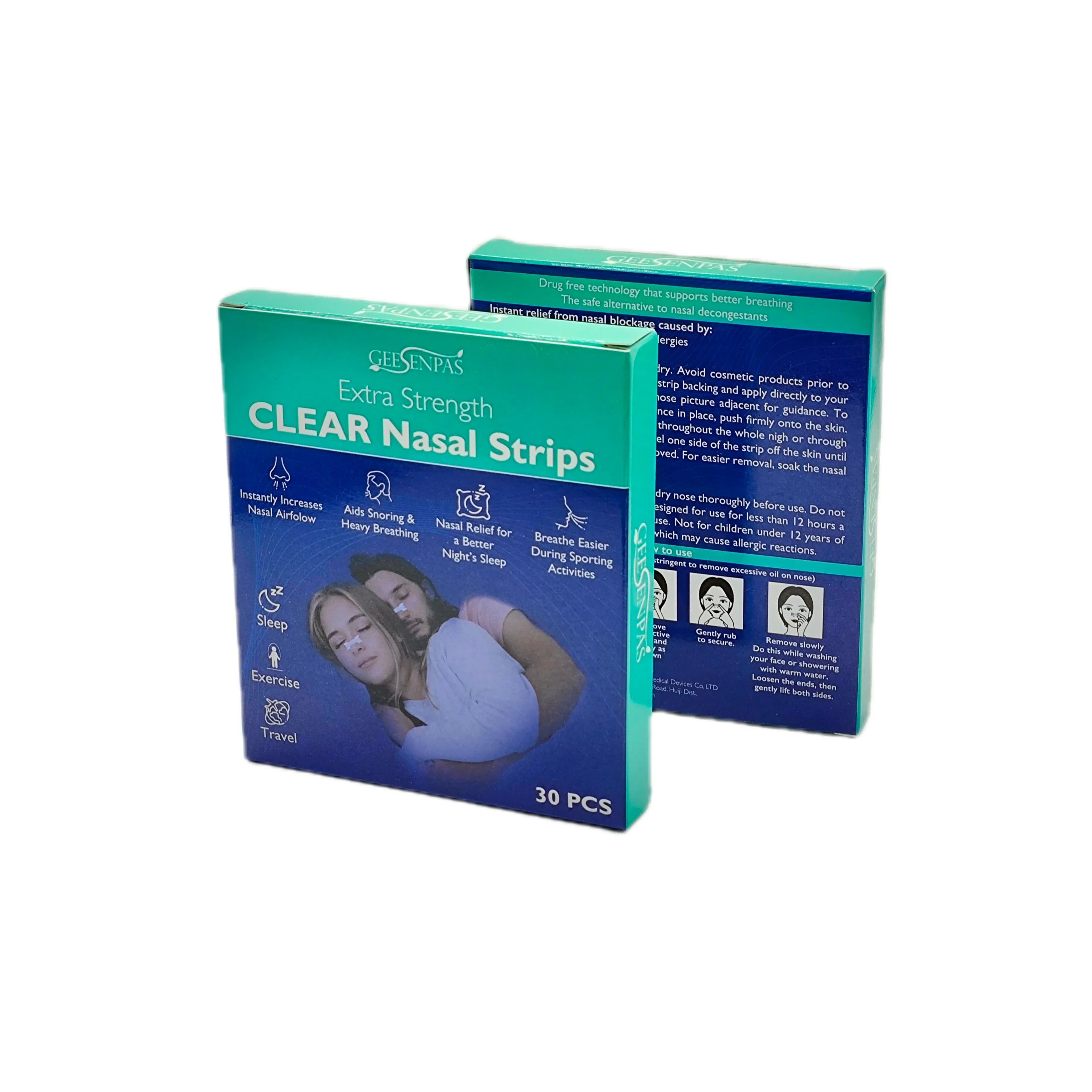 Extra Strength Clear Nasal Strips 30 Pack | Anti-Snoring Aid for Better Breathing