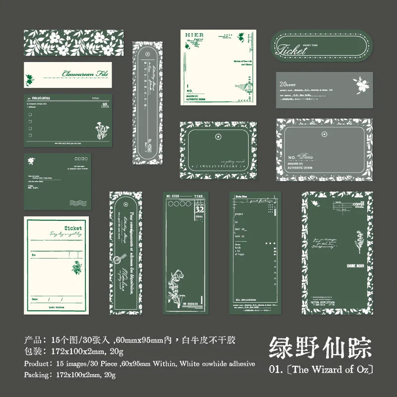 Vintage Text Fragments Stickers | Prologue Decorative Labels for Journaling