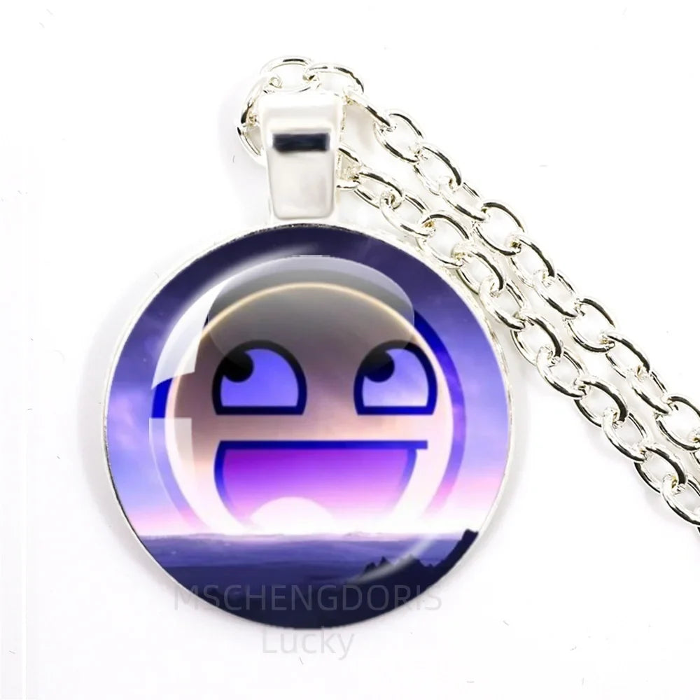Funny Meme Cartoon Glass Pendant Necklace | Unisex Party Jewelry Gift