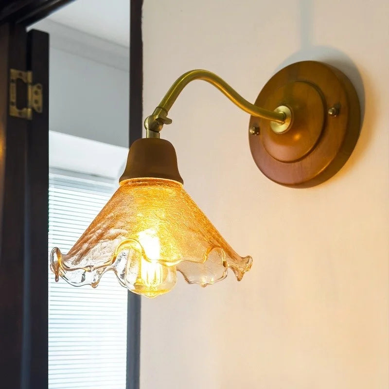 DecorBites™ French Vintage Copper Glass LED Wall Sconce for Bedroom Living Room Mirror