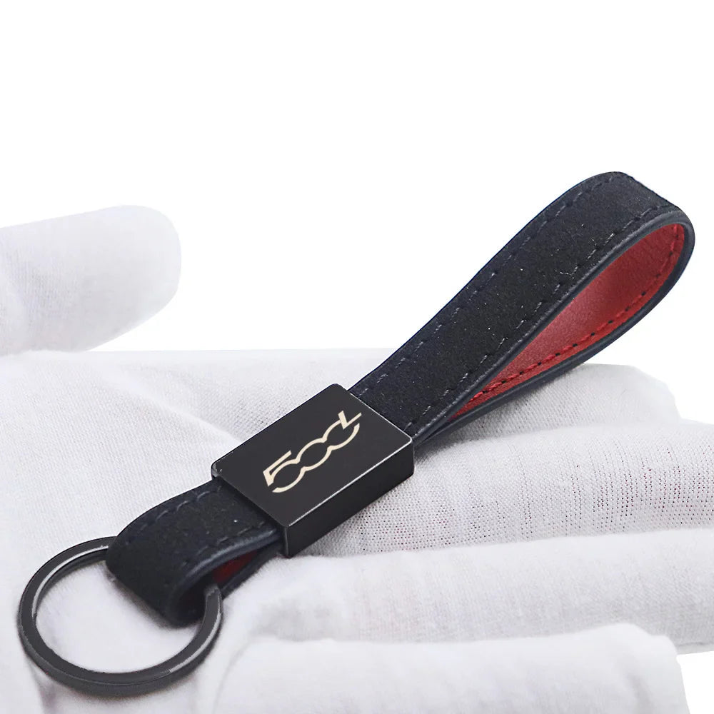 Fiat 500 Keychain Leather | Car Accessory Key Ring