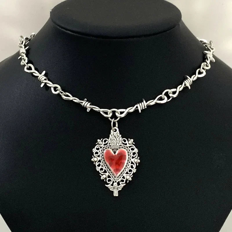 Barbed Wire Choker Necklace | Gothic Punk Thorns Chain for Women
