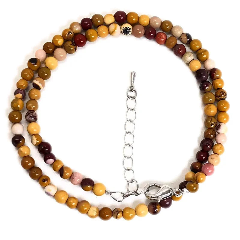 Natural Stone Bead Adjustable Necklace | Agate Opal Tigers Eye Quartz Crystal Jewelry