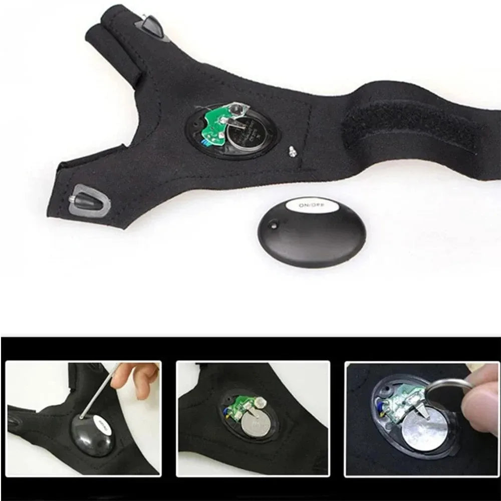 LED Flashlight Gloves | Waterproof Fingerless Illumination Gloves for Running, Cycling, Camping, Hiking, and Rescue