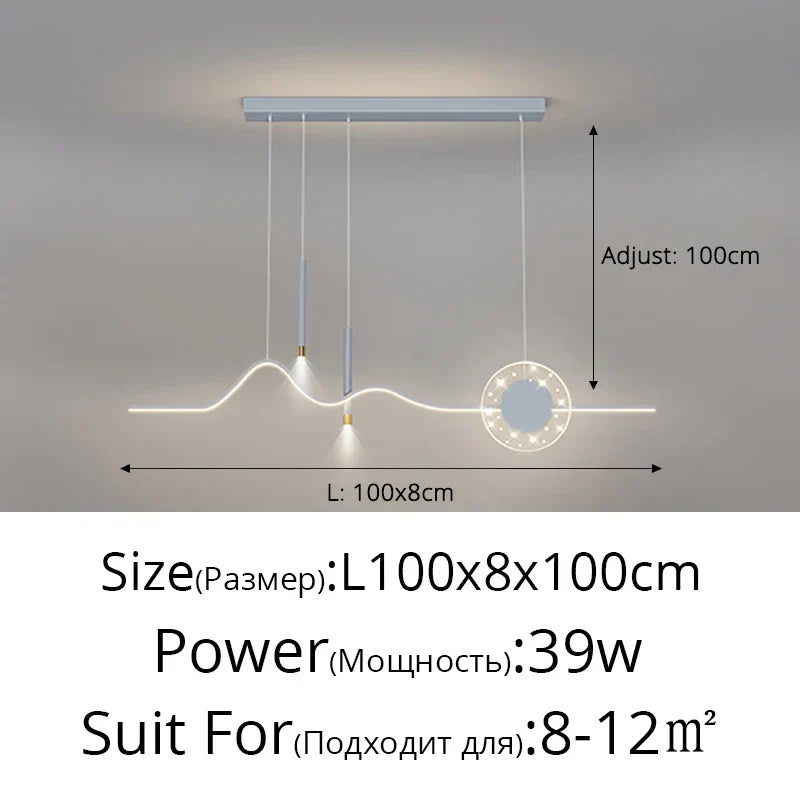 Modern wave white led pendant light dining room with sphere bulb