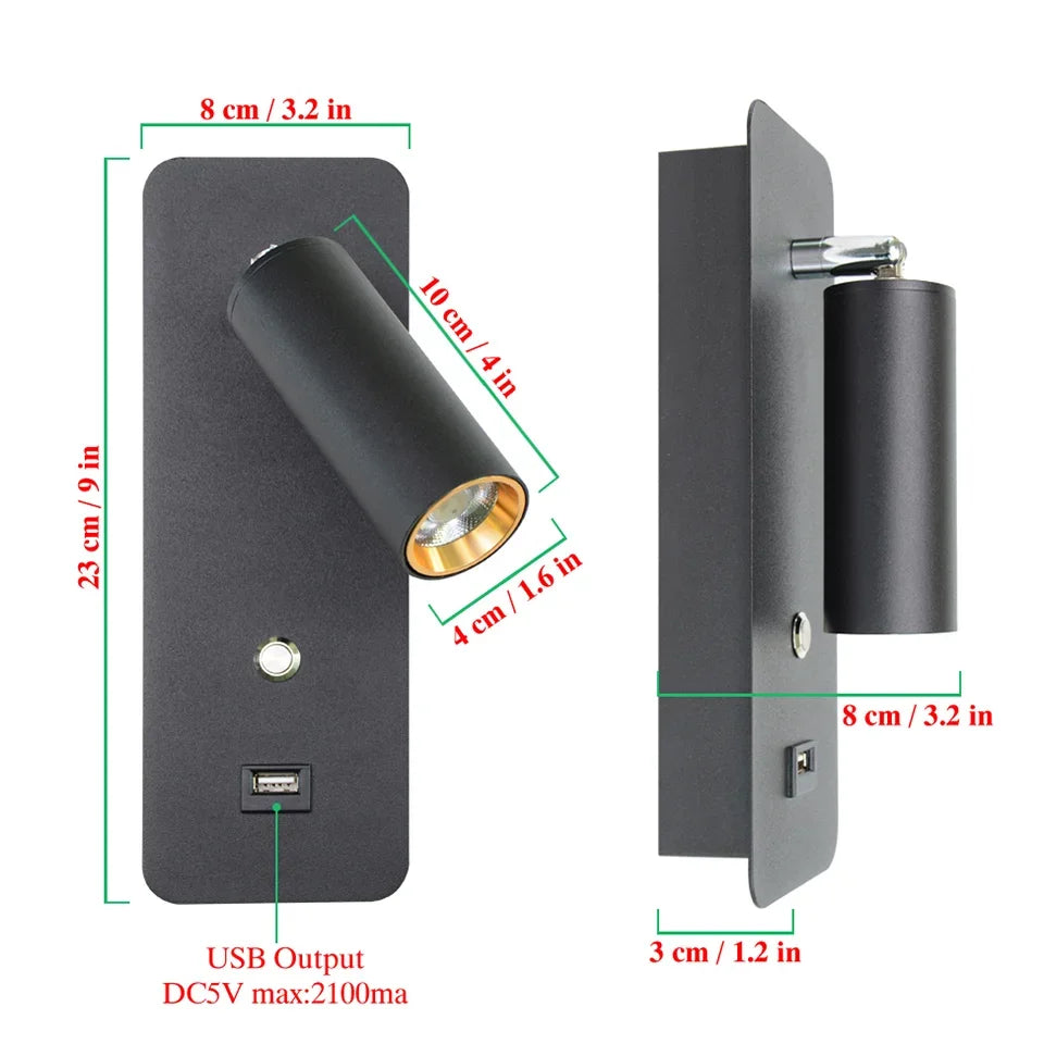 DecorBites™ LED Wall Lights with Switch and USB Interface, Modern Wall Sconce Lighting